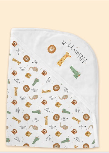 Safari embroidered blanket